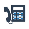 Telephone icon, Monochrome round phone icon