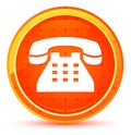 Telephone icon natural orange round button Royalty Free Stock Photo