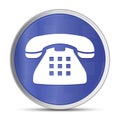 Telephone icon prime blue round button vector illustration design silver frame push button Royalty Free Stock Photo