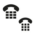 Telephone icon set. Black vector landline phones. Communication symbols in minimal style. Royalty Free Stock Photo