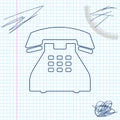 Telephone line sketch icon isolated on white background. Landline phone. Vector Illustration. Royalty Free Stock Photo