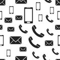 Telephone, mail, smartphone seamless pattern. Business concept