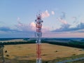 Telephone mast of cell site tower with 5G base station Royalty Free Stock Photo