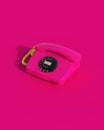 Telephone pink vintage nostalgia 80s 90s classic retro ruby pink burgundy background Royalty Free Stock Photo