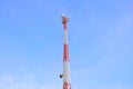 Telephone pole on blue sky background Royalty Free Stock Photo