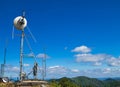 Telephone pole located on the top of the hill. Royalty Free Stock Photo