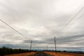 Telephone poles line a road in the country Royalty Free Stock Photo