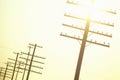 Telephone poles at sunset, Southwest Royalty Free Stock Photo