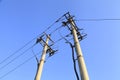 Telephone poles and wires and the blue sky Royalty Free Stock Photo