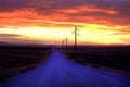 Telephone Power Poles in Countryside Sunset or Sunrise