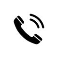 Telephone Receiver Call, Phone Handset. Flat Vector Icon illustration. Simple black symbol on white background. Telephone Receiver Royalty Free Stock Photo
