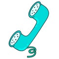 Telephone receiver for communication tools. doodle icon drawing