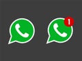 Telephone receiver in green web icon. Mobile social network with white tube design in conversation bubble red missed call