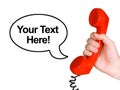 Telephone receiver in hand and speech bubble Royalty Free Stock Photo