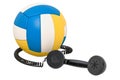 Telephone receiver with volleyball ball, 3D rendering