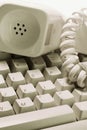 Telephone Reciever on Keyboard Royalty Free Stock Photo