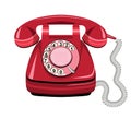 Telephone red, vector old rotary phone