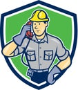 Telephone Repairman Phone Shield Cartoon Royalty Free Stock Photo