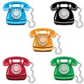 Telephone set, vector old rotary phone Royalty Free Stock Photo