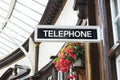 Telephone sign in victorian train station at Wemyss Bay in Scotland Royalty Free Stock Photo