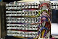 Telephone switchboard panel and wiring Royalty Free Stock Photo