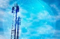 Telephone and telecommunications network towers around the world Royalty Free Stock Photo