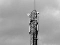 Telephone tower. Black and white photo. Royalty Free Stock Photo