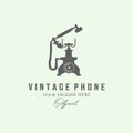 telephone vintage retro minimalist design illustration logo design or phone minimalist design vintage Royalty Free Stock Photo