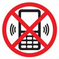 Telephone warning stop sign icon. Push button phone turn off. Vector Royalty Free Stock Photo
