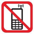 Telephone warning stop sign icon. Push button phone turn off. Vector Royalty Free Stock Photo