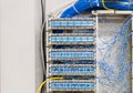 A telephone wire patch panel Royalty Free Stock Photo