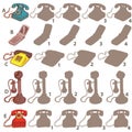 Telephones Shadow Visual Game. Solution: A1,B3,C2,D2,E4.
