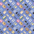 Telephones vector icons tools sealess pattern background phone equipment communication Royalty Free Stock Photo