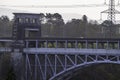 Telephoto image of The Britannia Bridge over the Menai Straits between Bangor and Anglesey Royalty Free Stock Photo