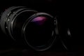 Telephoto lens aperture close up with UV filter. Royalty Free Stock Photo