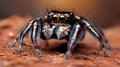 Multiple Eyes in Sharp Focus: Jumping Spider Face Macro Royalty Free Stock Photo