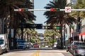 Telephoto photo Downtown Miami Flagler Street facing west during Coronavirus Covid 19 shut down all businesses closed