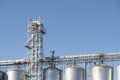 Steel Industrial Silos With A Platform Royalty Free Stock Photo