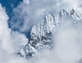 Telephoto shot of Thamserku 6608m mountain summit in the eastern Nepal Himalayas Royalty Free Stock Photo