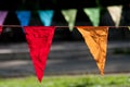 Multicolored triangular pennants a party