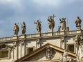 Telephoto View Of St. Peter\'s Basilica Facade Statues