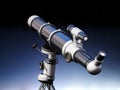 Telescope aimed at the sky on night background. 3D illustration