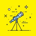 Telescope astronomy line icon