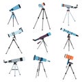 Telescope for astronomy. Optical instrument search cosmos space. Vector Royalty Free Stock Photo