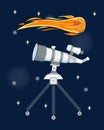 Telescope for astronomy science space discovery instrument vector illustration. Royalty Free Stock Photo