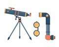 Telescope for astronomy science space discovery instrument vector illustration. Royalty Free Stock Photo