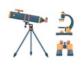 Telescope for astronomy science space discovery instrument vector illustration. Royalty Free Stock Photo