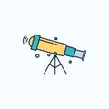 telescope, astronomy, space, view, zoom Flat Icon. green and Yellow sign and symbols for website and Mobile appliation. vector