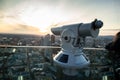 Telescope close-up at the observation deck of the city of Frankfurt, Germany. Copy space