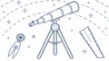 Telescope, Compass, and Geometric Tools for Study, vector design Generative AI Royalty Free Stock Photo